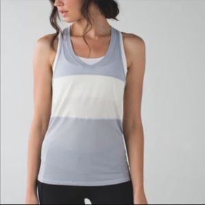 LULULEMON striped tank top 6 8 shirt gray white